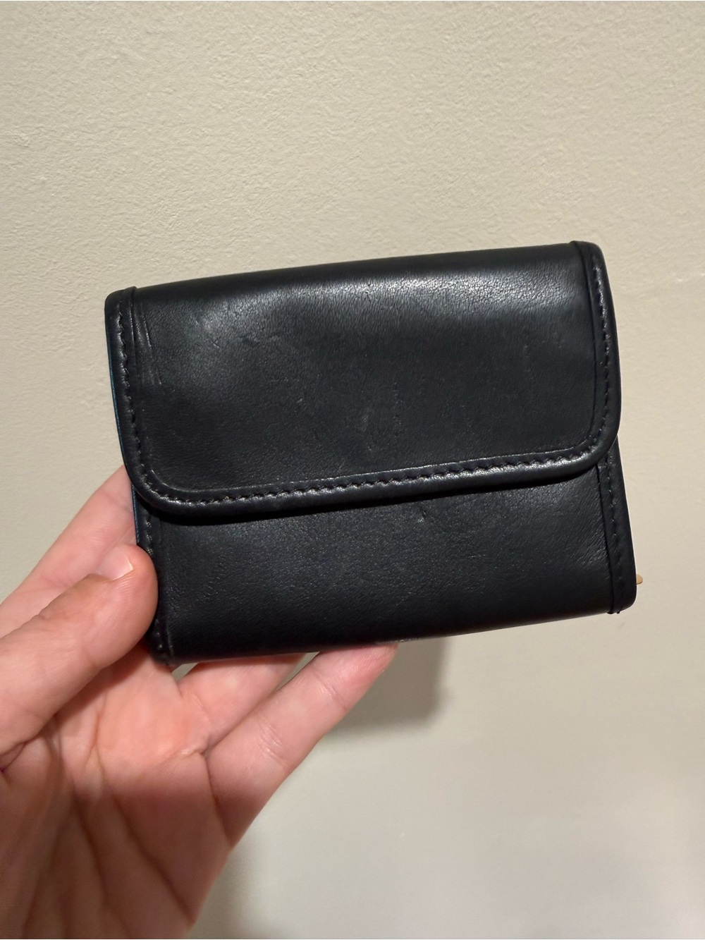 Vintage Coach Black Leather Jewelry Case Organizer Travel Roll Pouch Flap Wallet